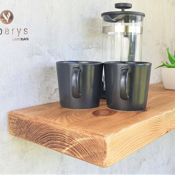 Rustic Floating Shelf 22cm x 4.5cm | Solid Chunky Bookshelf | Wooden Shelves With Fixings 12 colours to choose from