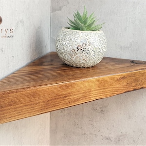 Corner shelves | Rustic wall shelf with brackets | wooden floating shelves for bathroom | corner floating shelf