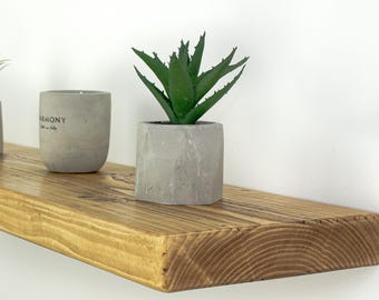 Rustic Floating Shelf (22cm x 4.5cm) with Brackets -Farmhouse, Industrial, Loft Style,  Perfect for Your Kitchen or as a chunky Bookshelf