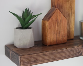 Rustic Floating Shelf 17.5cm x 4.5cm | Solid Chunky Bookshelf | Wooden Shelves With Fixings 12 colours to choose from