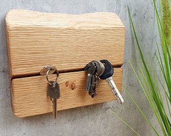 Rustic Oak Key Holder | Live / waney Edge  Slab Key Holder Board | Key Hook | 4 colour availble