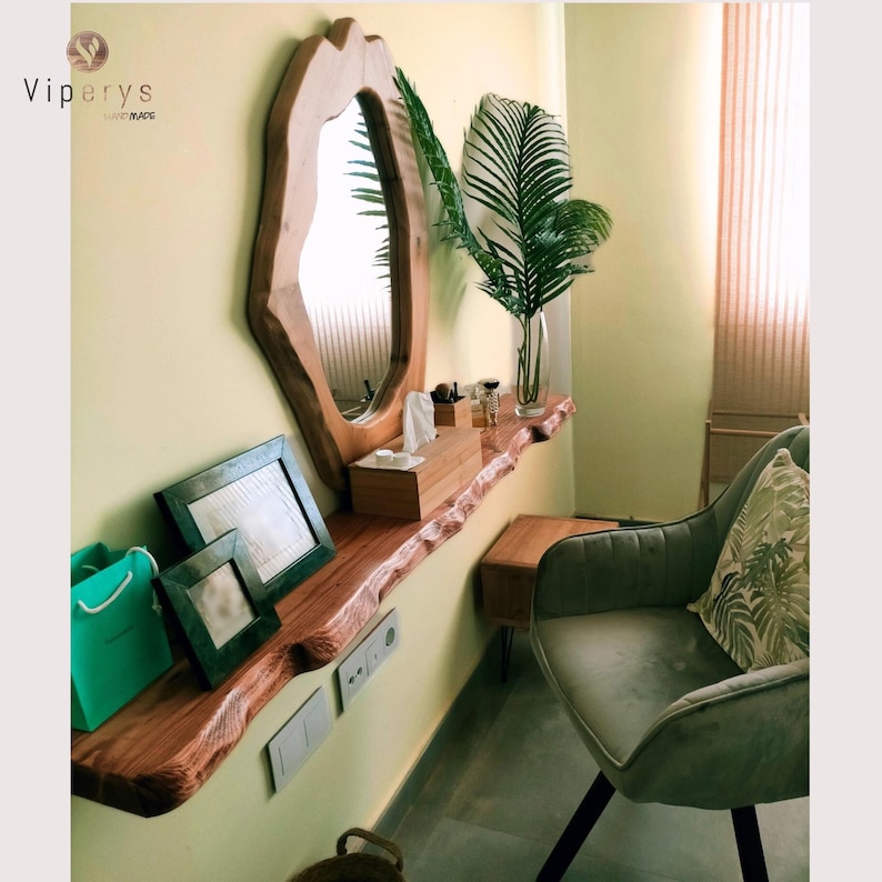 Live edge floating wooden shelf