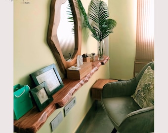 Rustic Extra Live Edge Shelf – Handmade Floating Shelf from Reclaimed Wood, Unique Wall Decor for Natural Interiors