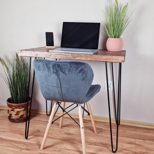 Bureau Rustique: Mobilier de Bureau à Domicile en Bois Massif, Table de Cuisine et à Manger, Bois Récupéré, Pieds en Épingle à Cheveux image 2