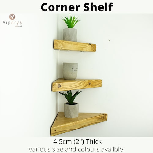 Floating Corner Shelves for Wall Rustic Solid Wood Shelf Wall Etsy