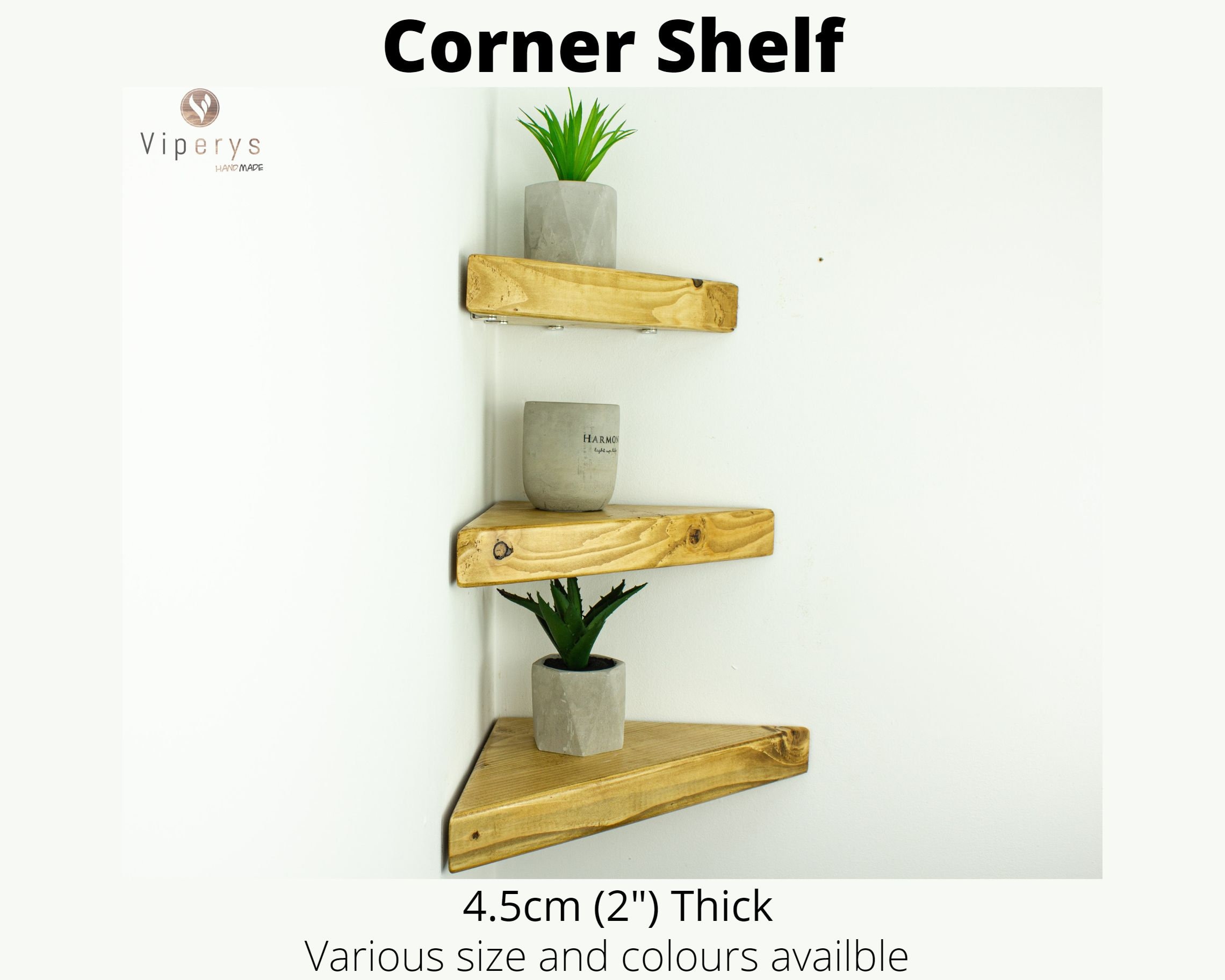 Corner Shelves Rustic Wall Shelf With Brackets Wooden - Etsy Ireland