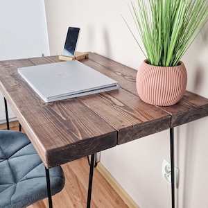 Bureau Rustique: Mobilier de Bureau à Domicile en Bois Massif, Table de Cuisine et à Manger, Bois Récupéré, Pieds en Épingle à Cheveux image 4