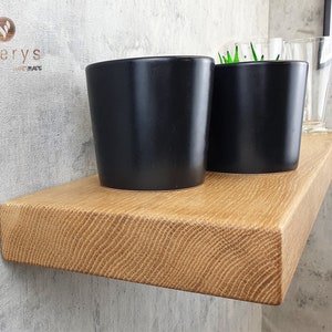 Natural Oak Floating Shelf: Solid Wooden Shelving for Kitchen or Bathroom with hidden brackets included zdjęcie 7