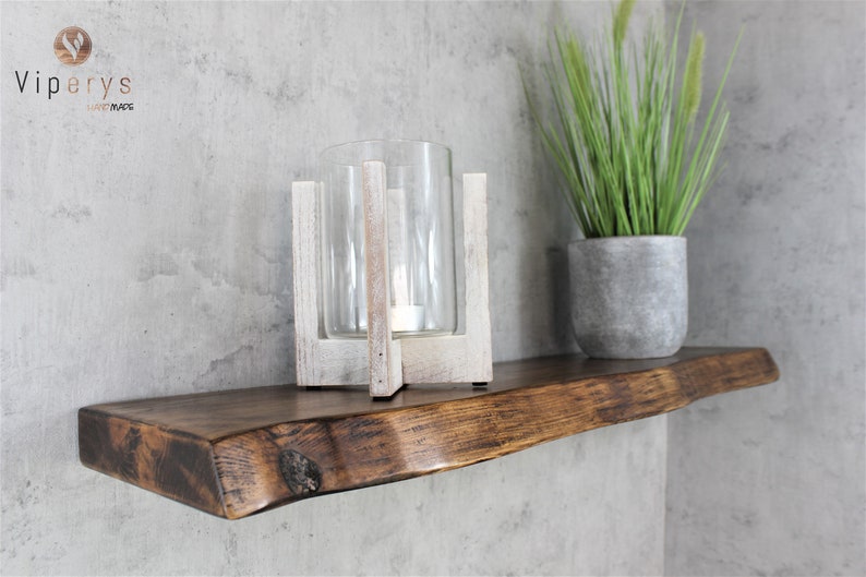 Live Edge Floating Wood Shelf 17cm x 4.5cm with Hidden Brackets A Natural Accent for Your Bathroom or an Elegant Wall Mounted Bookshelf image 5