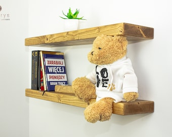 Rustic Floating Wooden Shelves (17cm x 4.5cm) with Brackets - Perfect for Your Kitchen or as a Stylish Bookshelf on Your Wall