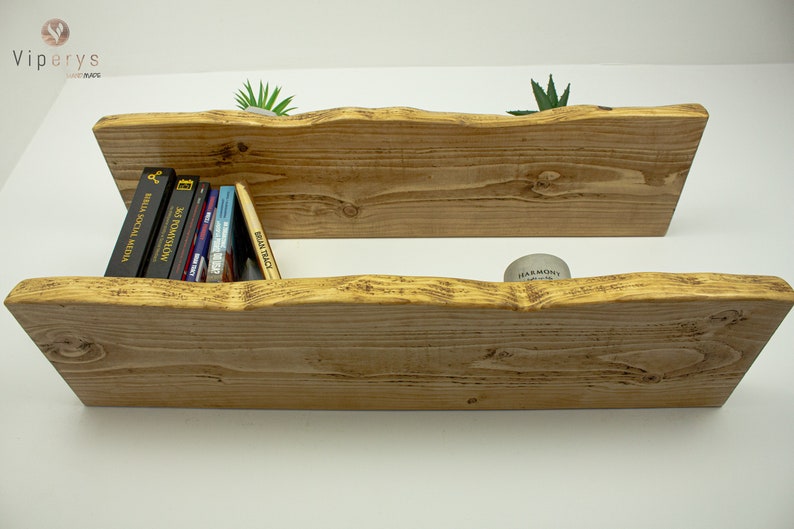 Live Edge Floating Wood Shelf 17cm x 4.5cm with Hidden Brackets A Natural Accent for Your Bathroom or an Elegant Wall Mounted Bookshelf image 10