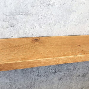 Natural Oak Floating Shelf: Solid Wooden Shelving for Kitchen or Bathroom with hidden brackets included zdjęcie 6