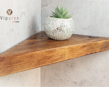 Étagère murale en bois 3 niveaux 150x33x13cm bois massif vintage marron