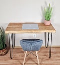 Live Edge rustic Desk : Solid Wood Home Office Furniture, Kitchen and Dining Table, Reclaimed Wood, Hairpin Legs & Multi-Board Design