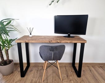 Lebendkanten Rustikaler Schreibtisch: Massivholz Büromöbel, Küchen- und Esstisch, Wiedergewonnenes Holz, Hairpin Beine & Multi-Board-Design