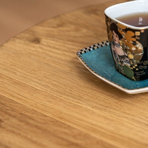 Modern Round Oak Coffee Table: Reclaimed Solid Oak Wood with Rustic Finish & Handcrafted Hairpin Legs image 7