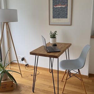 Rustikaler Massivholz-Schreibtisch mit Hairpin-Beinen | Industrieller Bürotisch | Nachhaltiger Esstisch aus Altholz
