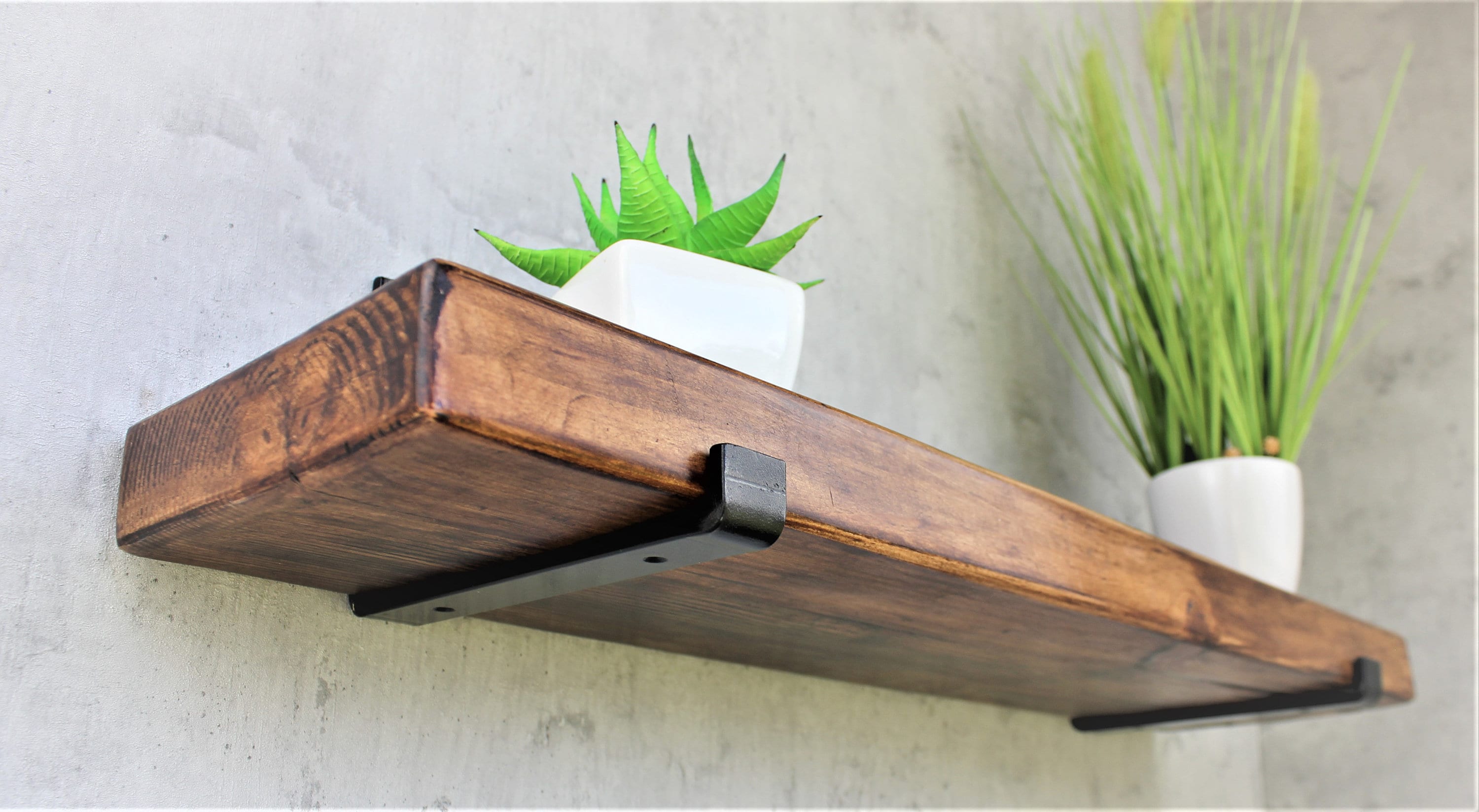 Rustic Shelf 22cm x 4.5cm Wooden Shelves with BLACK Inverted Etsy