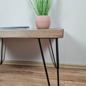 Rustic coffe table: Solid Wood farmhouse Furniture, End Table, Reclaimed Wood, Hairpin Legs & Multi-Board Design image 3