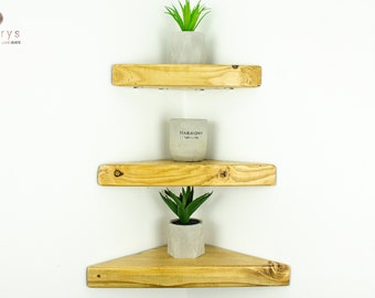 Chunky Corner Shelves made of solid wood , rustic floating shelf include Fixings