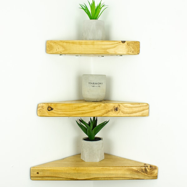 Chunky Corner Shelves made of solid wood , rustic floating shelf include Fixings