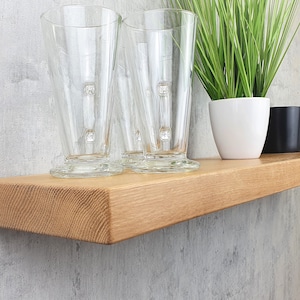 Natural Oak Floating Shelf: Solid Wooden Shelving for Kitchen or Bathroom with hidden brackets included zdjęcie 1