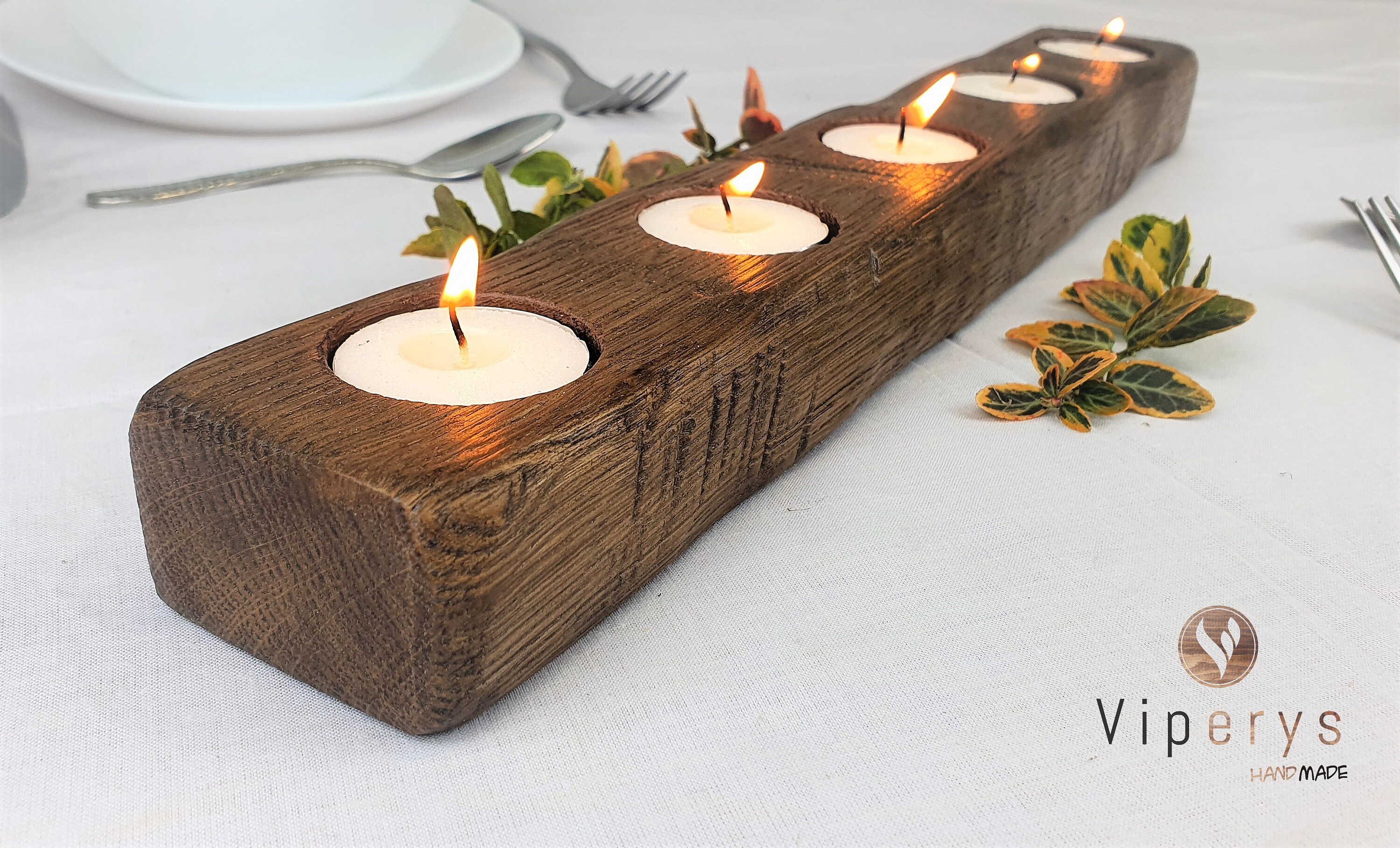 Rustic Wooden Candle Holder | Brushed Wooden Candlestick | Reclaimed