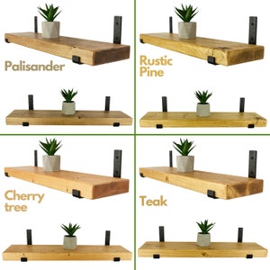 Étagère industrielle en bois rustique 22 cm : Bibliothèque en pin massif fabriquée à la main avec des supports métalliques noirs inversés image 6