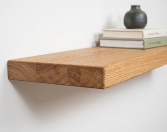 Zwevende plank natuurlijk eiken: massief houten planken voor keuken of badkamer met verborgen beugels inbegrepen