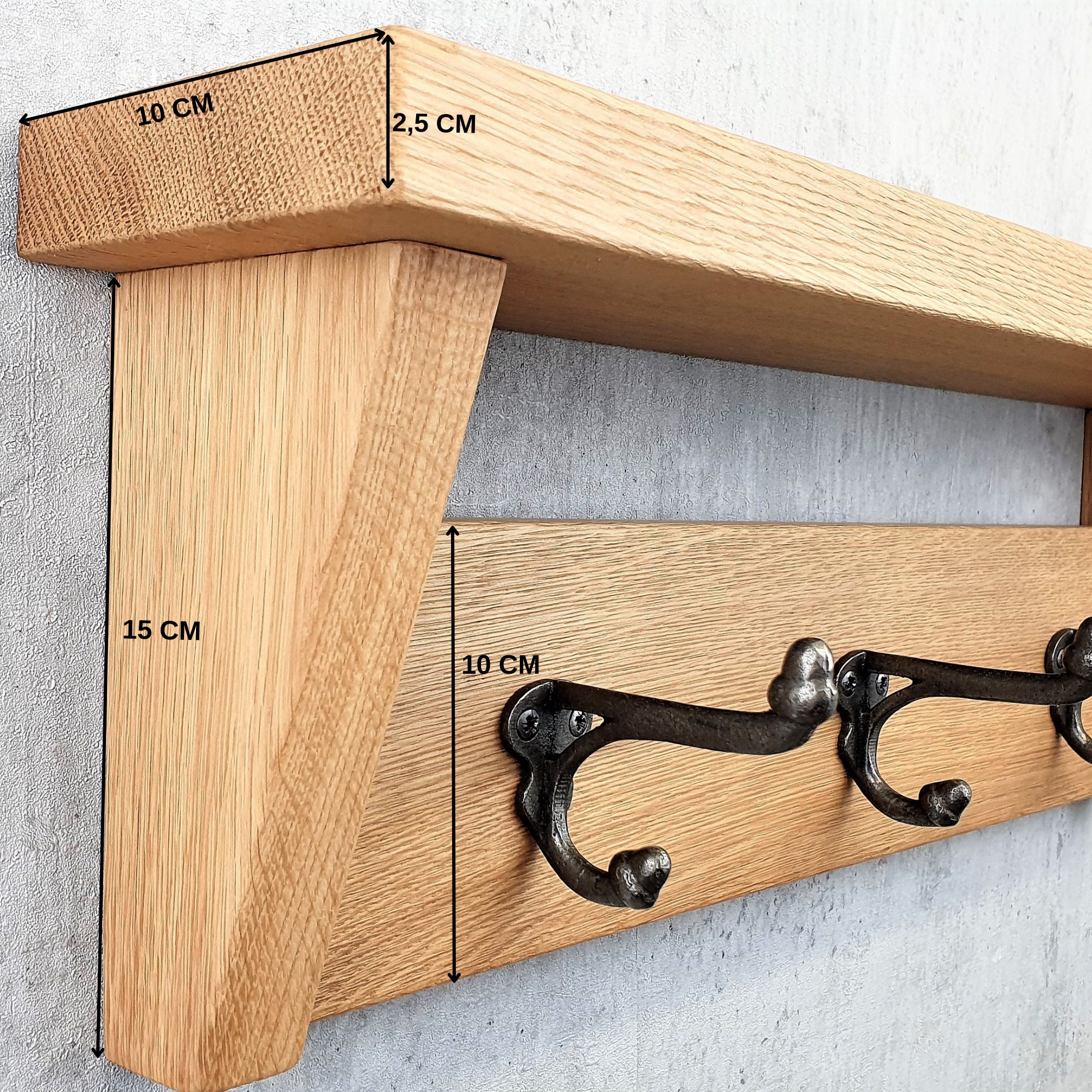 Rustic Oak Coat Rack With Shelf and Side Walls Hallway Etsy
