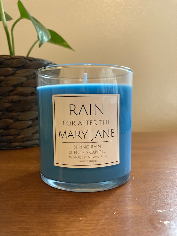 Small Glass Rain For After The Mary Jane Candle Funny Clever Candle Labels Weed Related Candles Smoking Candles Pick Your Own Scent/Color
