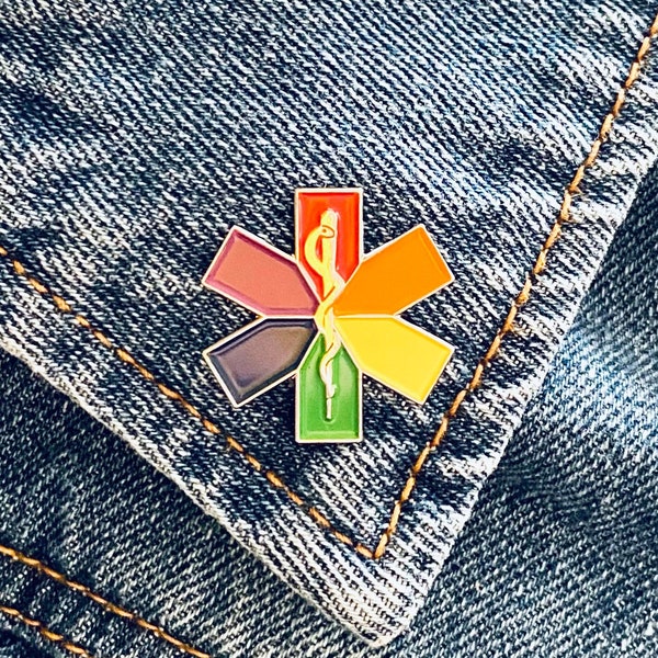 EMS Star of Life Pin OR Caduceus Pin, Rod of Asclepius, Rainbow Pride Pin, Nurse Doctor Physician Assistant Paramedic EMT Gifts