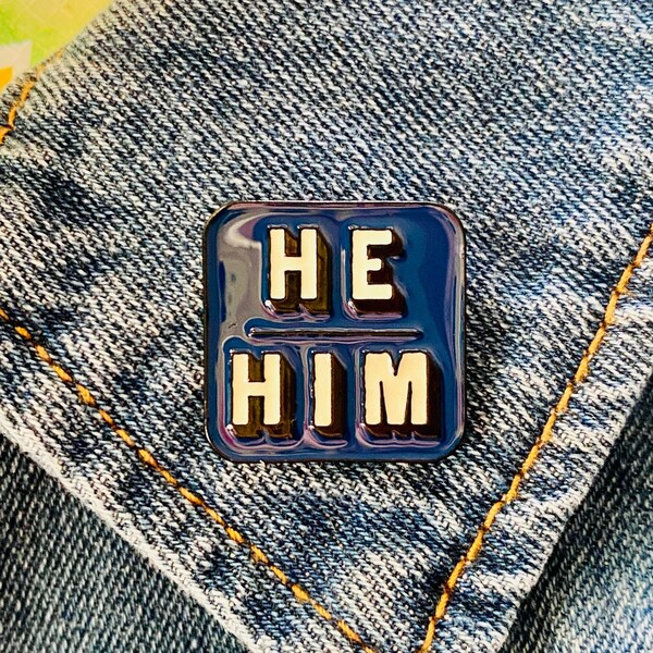 He Him His Pronouns Pin, He Him His Pin, Blue Pin, Trans Pin, Pronoun Pin, Trans Pride Apparel, Protect Trans Kids, Trans Lives Matter