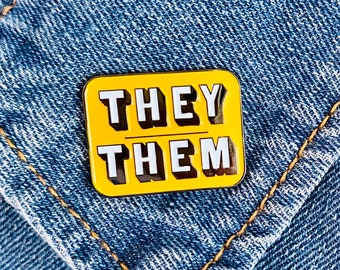 Yellow They Them Pin Button, They Them Pronoun Pin, Nonbinary Pin, Non Binary Pin, Gender Queer Gender Fluid Pin, They Them Causing Mayhem