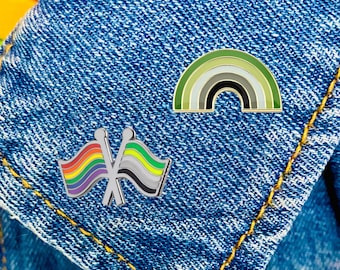 Aromantic Aro Pin, Aromantic Pride Flag Pin, Aromantic Rainbow Pin, Aro Pride Pin, Aro Flag Pin, Aro Rainbow Pin, Subtle Pride
