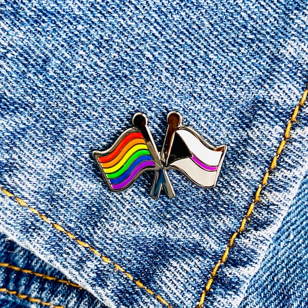 Demi Pride Pin, Demisexual Flag with Rainbow Pride Flag Pin, Subtle Pride, Demisexual Pin, Demi Pin, Demi Flag Pin