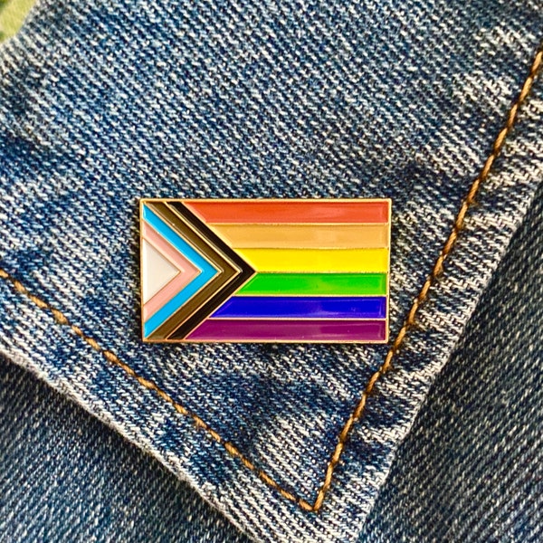 New Rainbow Pride Flag Pin, Trans Rainbow Flag Pin, Pride Progress Flag Pin, LGBT LGBTQ Pride Pin, Pride Month, Grad Gifts