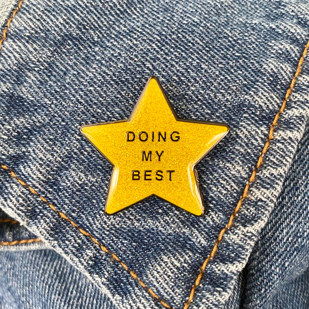 Doing My Best Pin, Funny Pin, Glittery Gold Star Pin, You Can Do Hard Things, Encouraging Gift, Gifts for Grads Graduation Stocking Stuffers