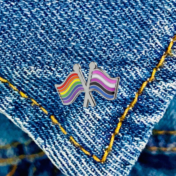 Gender Fluid Flag Pin with Pride Flag, Gender Fluid Pride Pin, Gay Trans Pride Flag Pin, LGBTQ Pin, Nonbinary Pin, Subtle Pride