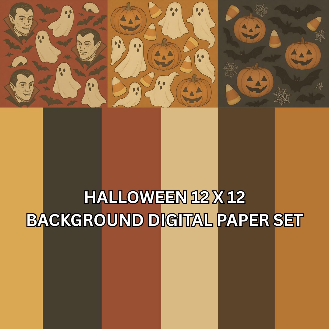 Vintage Halloween Themed 12x12 Digital Scrapbook Paper, Printable ...