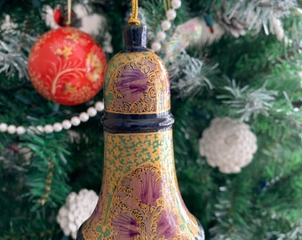 Hand Painted Christmas Bell Ornaments. Dazzling vivid Colors. 360 design
