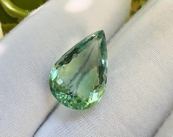 Natural Green Fluorite Faceted Pear Cut Loose Gemstone, Pear Shape Fluorite Stone for Jewelry Making Gift