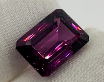 Natural Rhodolite Garnet Emerald Cut 6.60 Ct, Faceted Octagon Loose Gemstone, Purple Pink Garnet for Jewelry Making, AAA Quality
