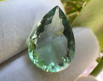 Natural Green Fluorite Faceted Pear Cut Loose Gemstone, Pear Shape Fluorite Stone for Jewelry Making Gift