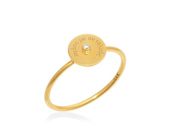 14K Gold with Brilliant, Ring with a Wish, Perfect Minimal Gift for Her, Round Shape Ring, Aesthetic Jewellery — The Get My Message Ring