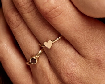Heart-Shaped 14K Ring, Minimal Pinky Finger Ring, Romantic Ring for Her, Perfect Golden Ring for Him, Gift for Christmas  — The Kitty Ring