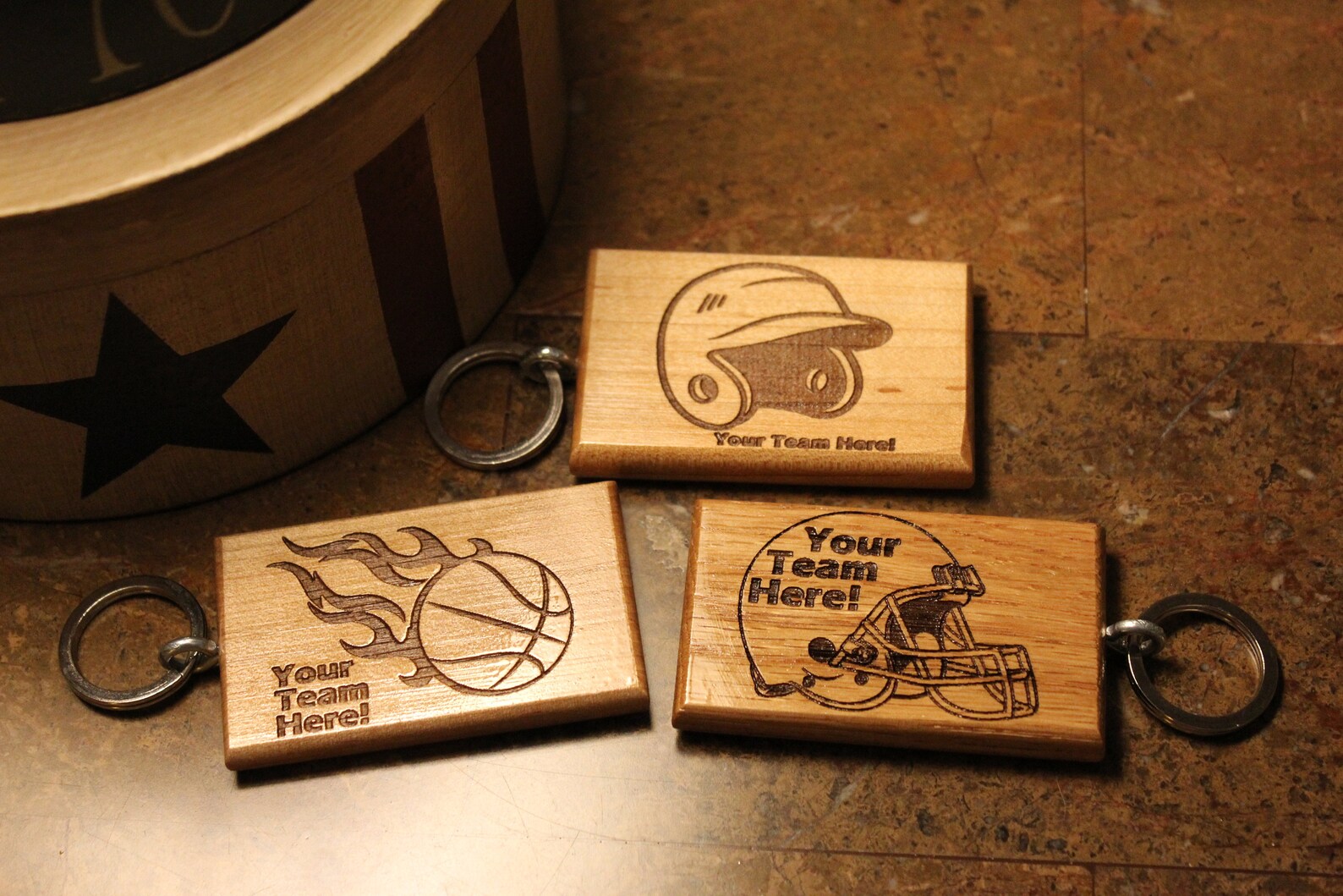 Favorite Sports Team Wood Keychain Laser Engraved Key Etsy