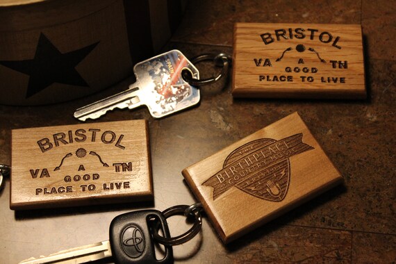 Bristol TN VA Keychain Bristol Sign Wood Key Fob Wood | Etsy België