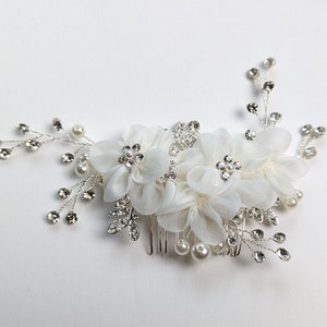 Bridal hairpiece, bride hair comb, wedding haircomb, hair decoration, hair jewelry, hair accessories, leaf haircomb, silver hair accessory