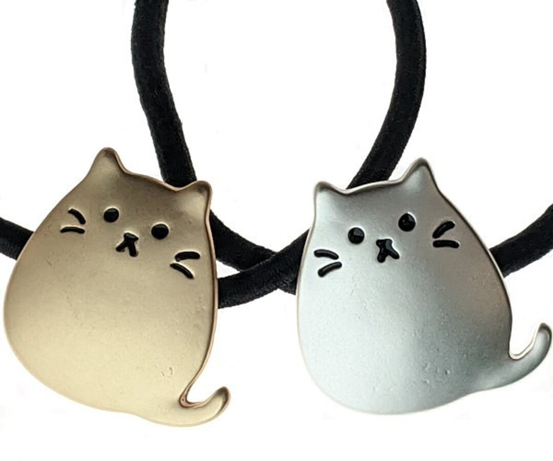 2 Pcs Alloy Cat Hair Tie in Silver and Golden Etsy